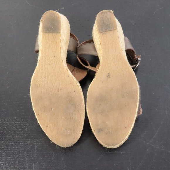 Audrey Brooke Women's 8 Briona Leather Espedrilles Wedge Open Toe Heels - Picture 8 of 11